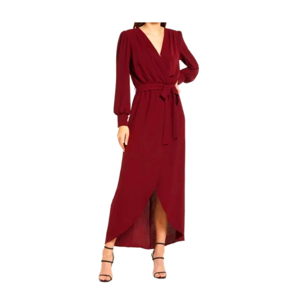 Fraiche by J (Nordstrom) Burgundy-Deep Red Faux Wrap Maxi-Dress 💃